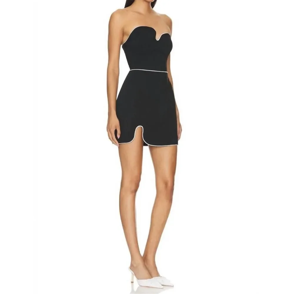 New AMANDA UPRICHARD strapless puzzle dress in black & white - Picture 2 of 6